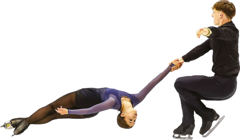 Photo: Hella Höppner | eislauffotos.de Anfisa Sevastianova and Lukas Gneiding in a death spiral.